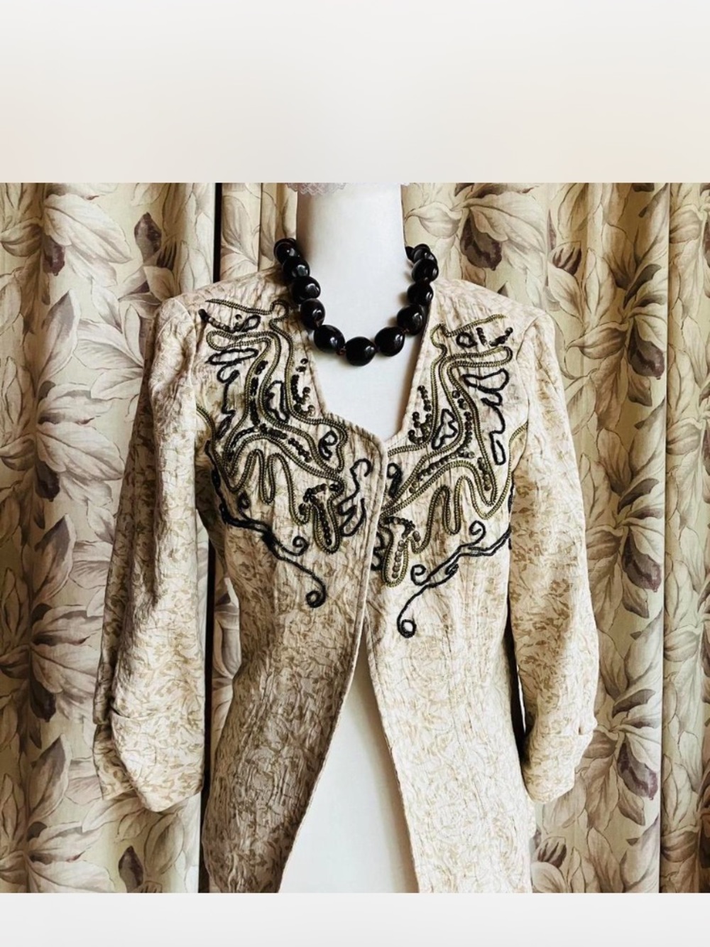 Coldwater Creek Cream Jacket with Beaded Embellishment